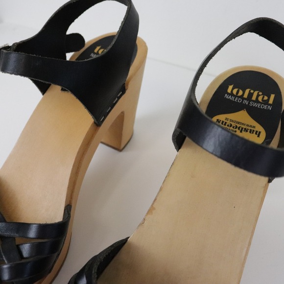 Swedish Hasbeens Braided Sky High Clog Sandals Womens 41 11 Black - Picture 5 of 12
